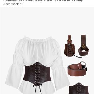 Renaissance fair top and accessories, new